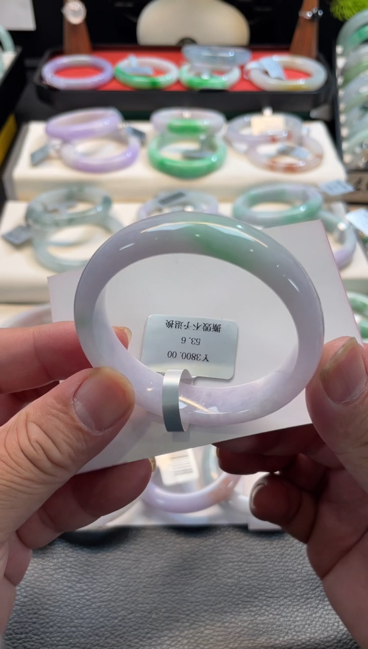 未镶嵌手镯翡翠120号 53.6正圈 有纹