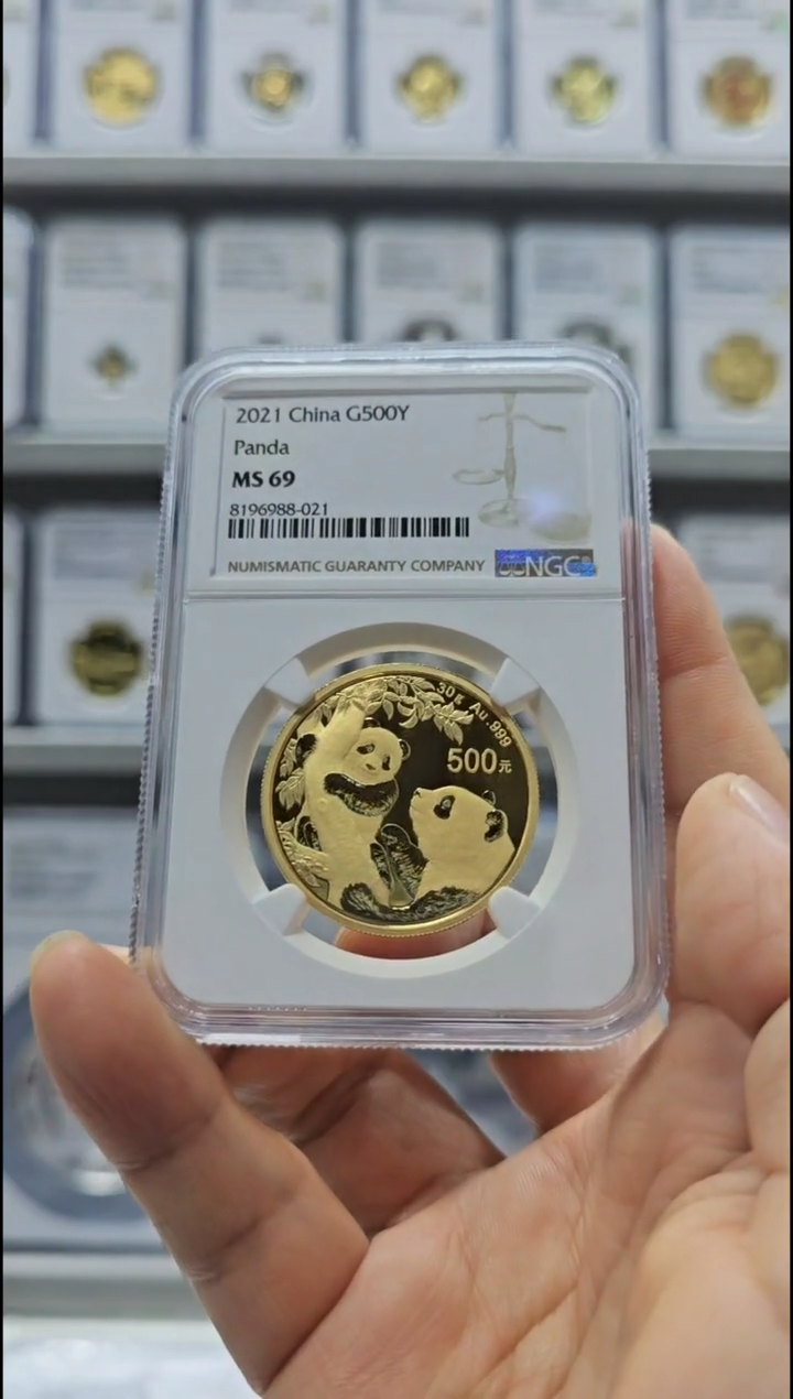 【闪购商品】纯金2021年熊猫金币NGC69无盒证