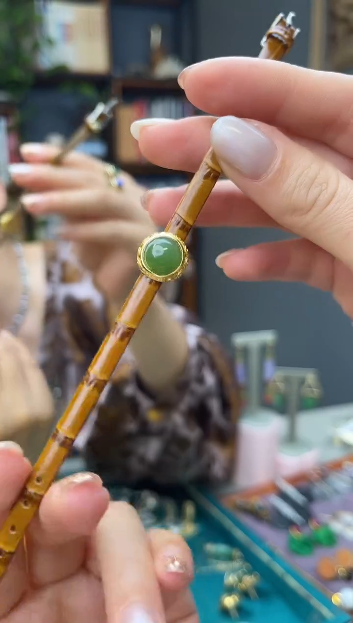 银S925镶嵌手链和田玉（碧玉）碧玉手链