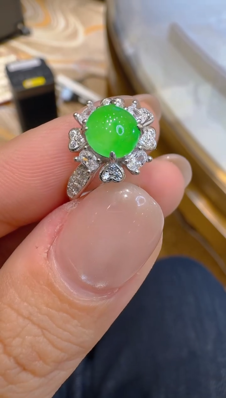 银S925镶嵌戒指翡翠多样性团购发一件