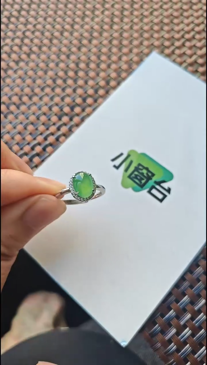 【闪购商品】翡翠戒指银S925镶嵌翡翠戒指S925银镶嵌