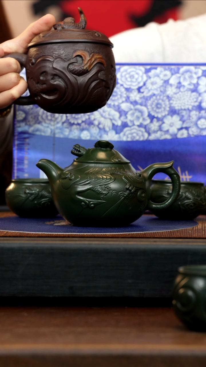 【闪购商品】紫砂茶壶ZCP 可心绿泥 云龙套组 