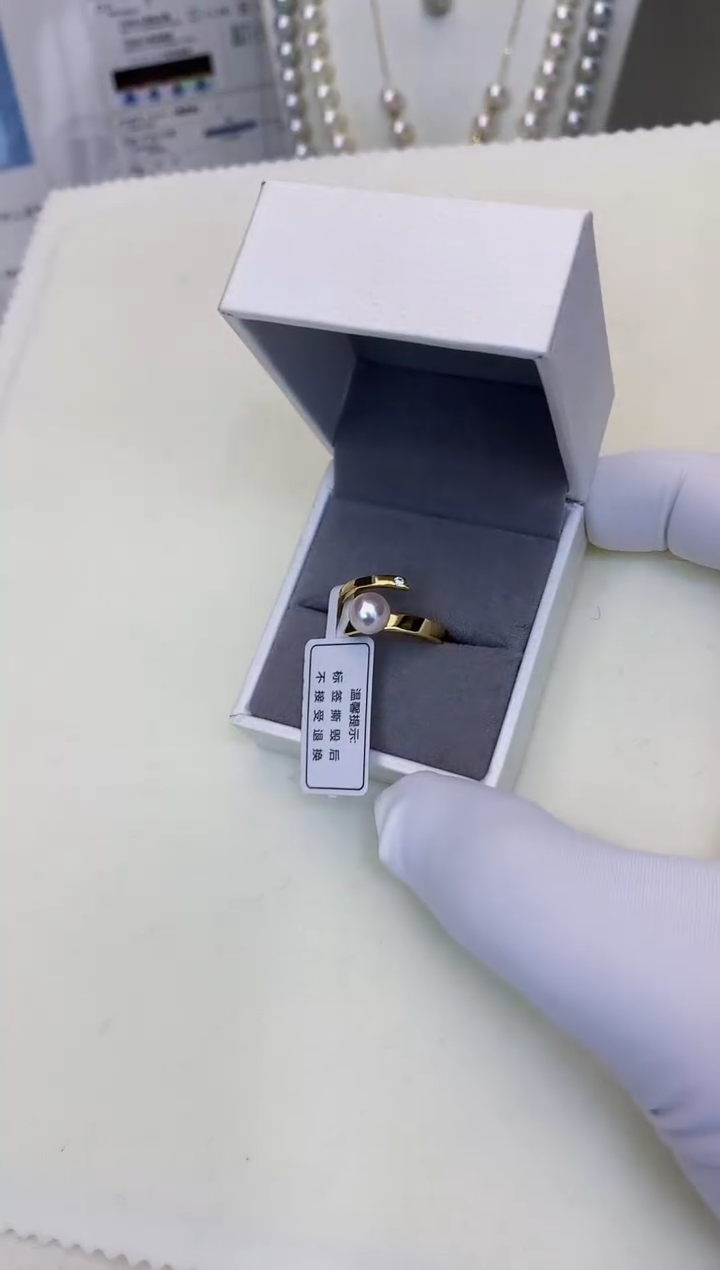 银S925镶嵌海水珍珠饰品设计款戒指