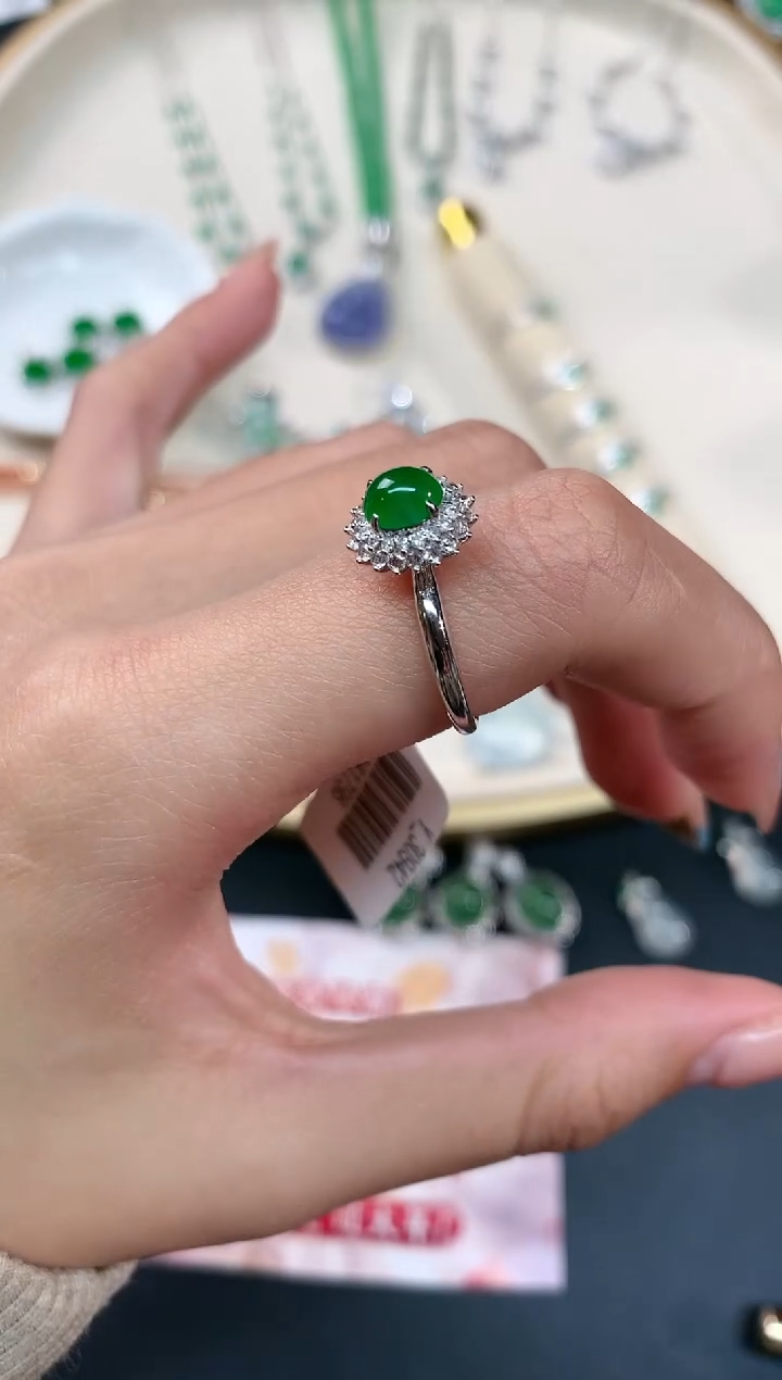 【闪购商品】翡翠戒指18K金镶嵌戒指A115|5800