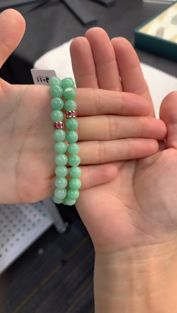 【闪购商品】翡翠手串未镶嵌FC389 翡翠满绿手串 多样性发其一