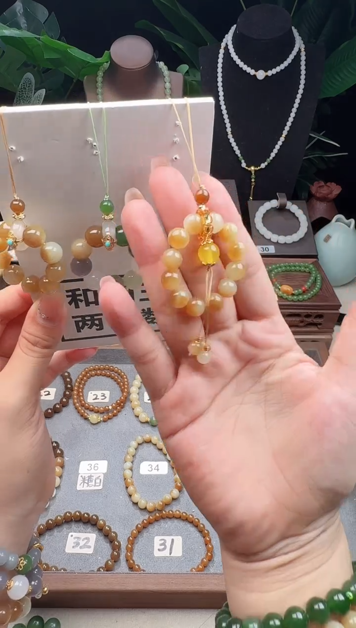 未镶嵌和田玉手机链8m糖白手机链