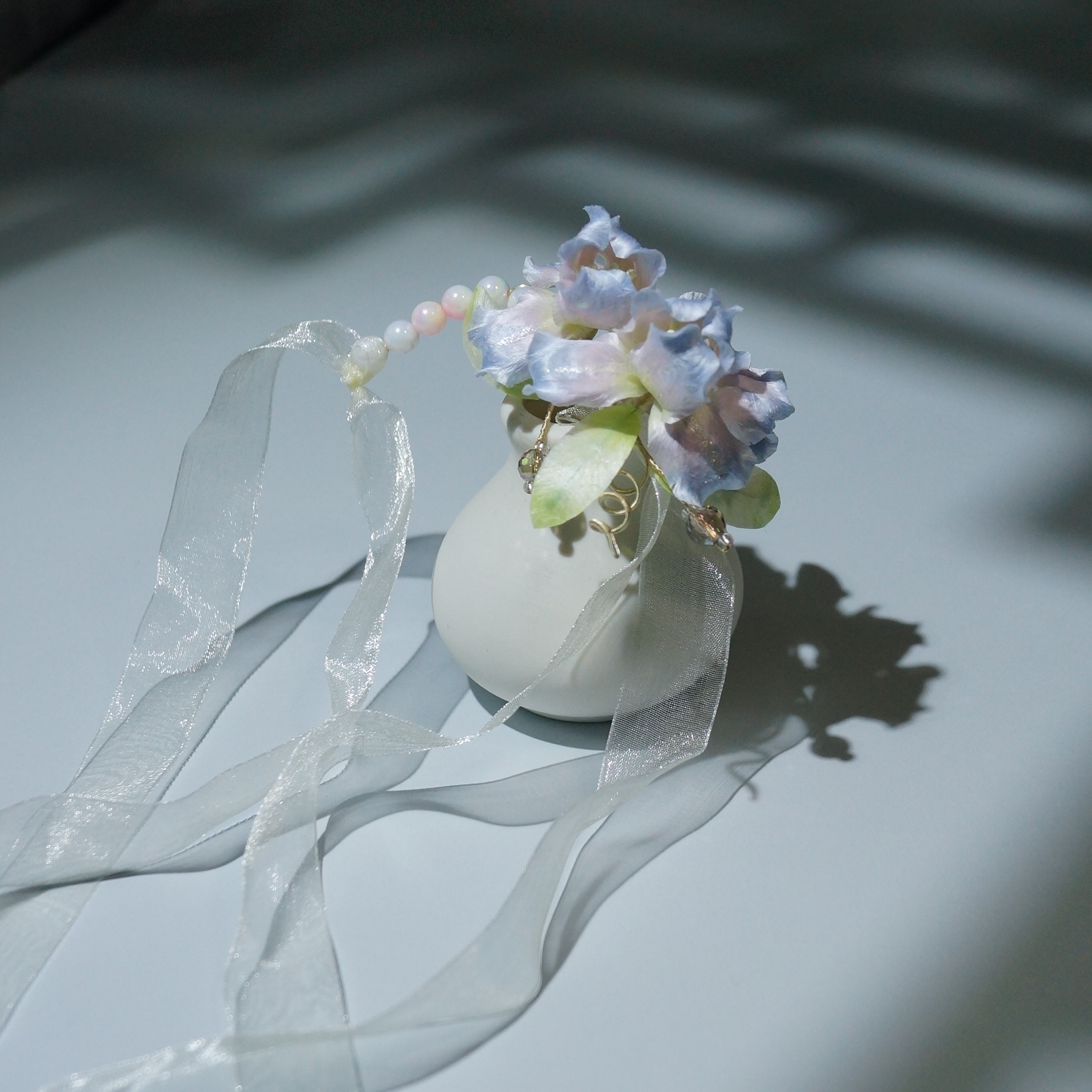 非金属布艺手链 小师妹【鸢尾手腕花】新款绒花手链手环超仙气仙女