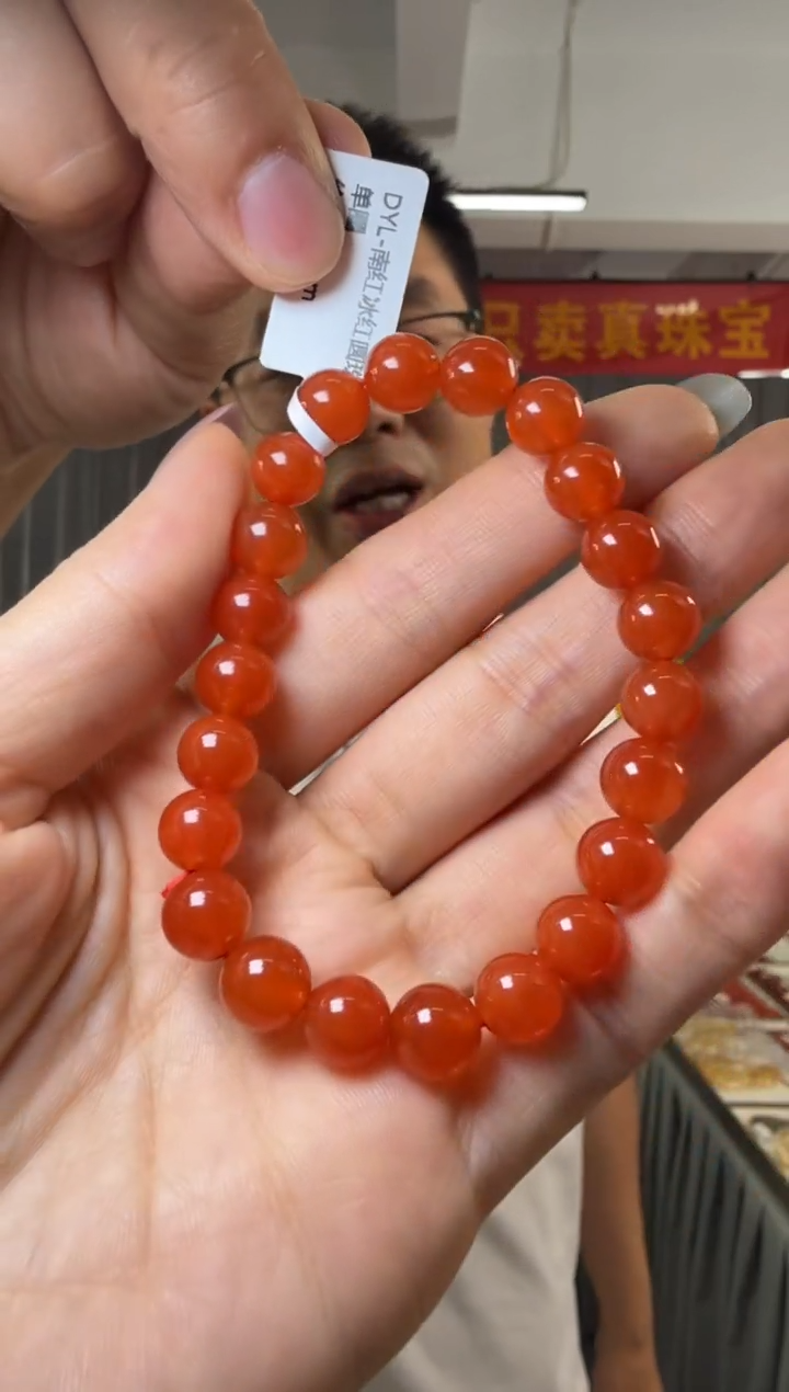 手串未镶嵌南红玛瑙南红冰红圆珠单圈约8.5-9mm