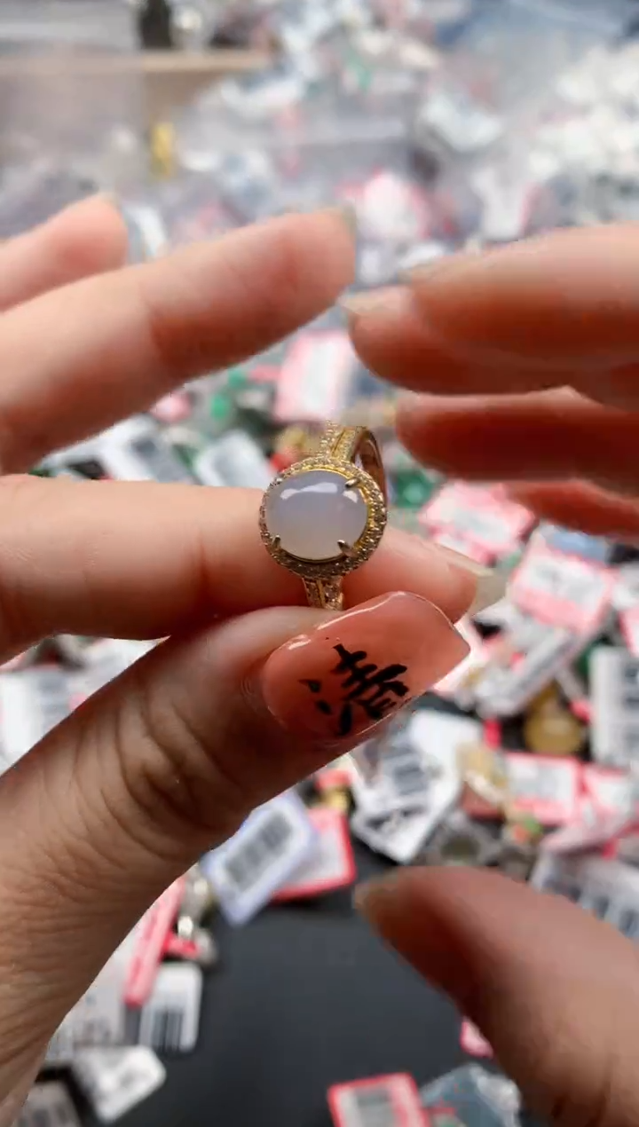 银S925镶嵌戒指翡翠天然A货缅甸翡翠