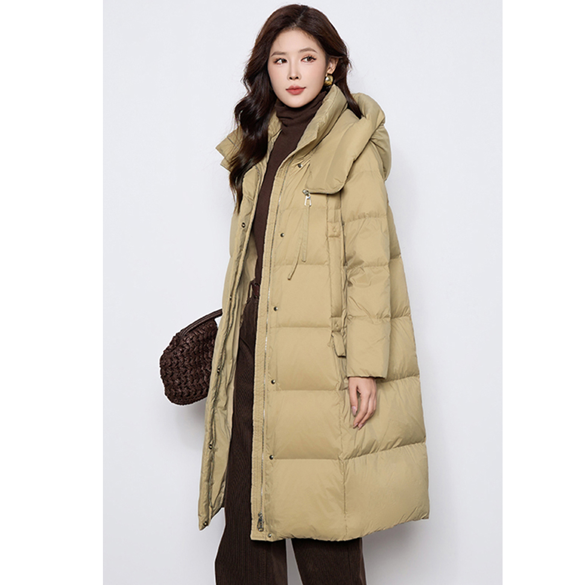 【娜娜专属】2025冬季新款长款连帽保暖羽绒服女3289