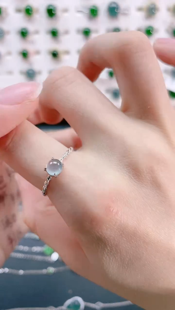 【闪购商品】翡翠戒指银S925镶嵌天然翡翠