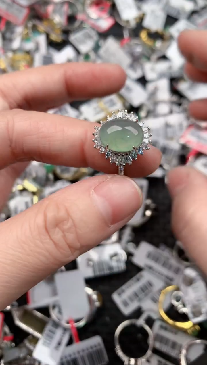 银S925镶嵌戒指翡翠19          1