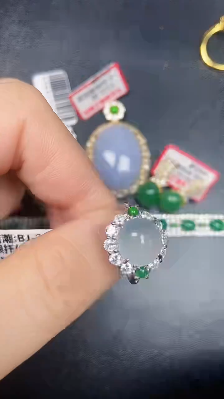 银S925镶嵌戒指翡翠3480