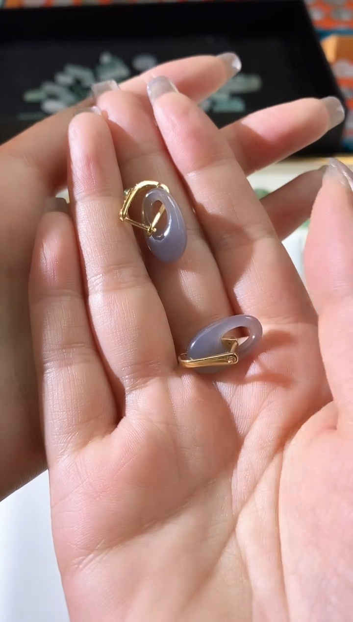 和田玉银S925镶嵌耳饰250329083