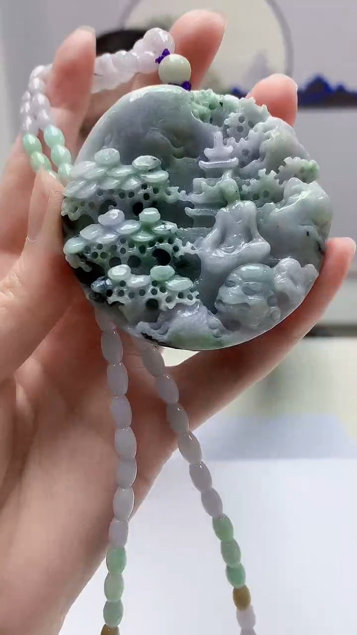 【闪购商品】定制翡翠未镶嵌5152zm-毛货挂件山水198