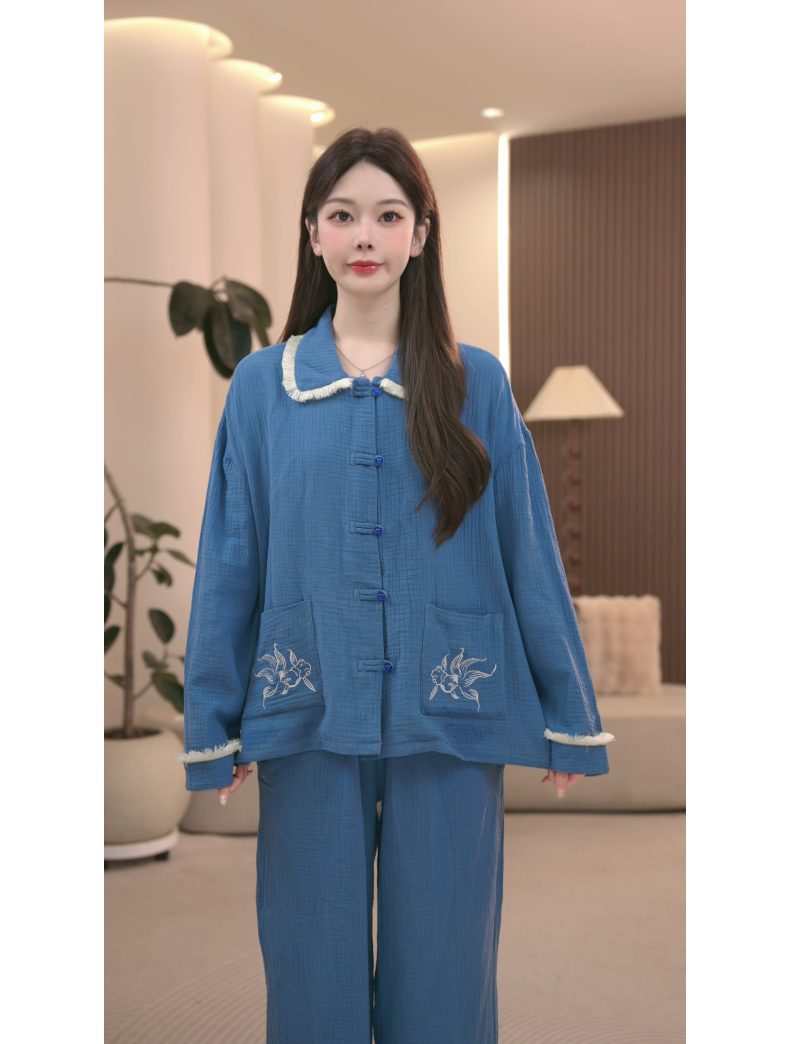 DM定制【蓝花瓷】设计款家居服套装
