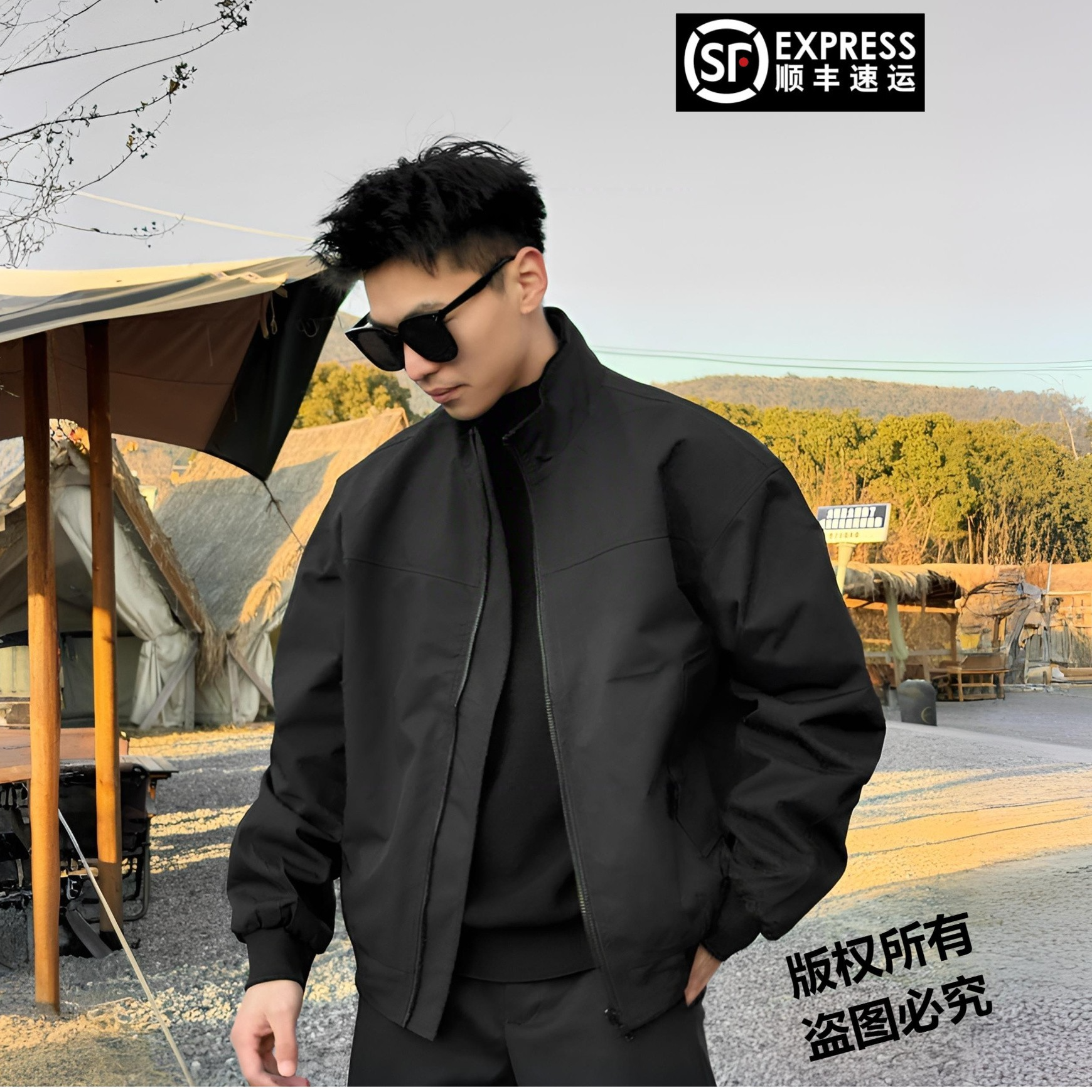 LIMU秋冬款（加棉）美式教练飞行夹克三防立领休闲纯色百搭外套棉服