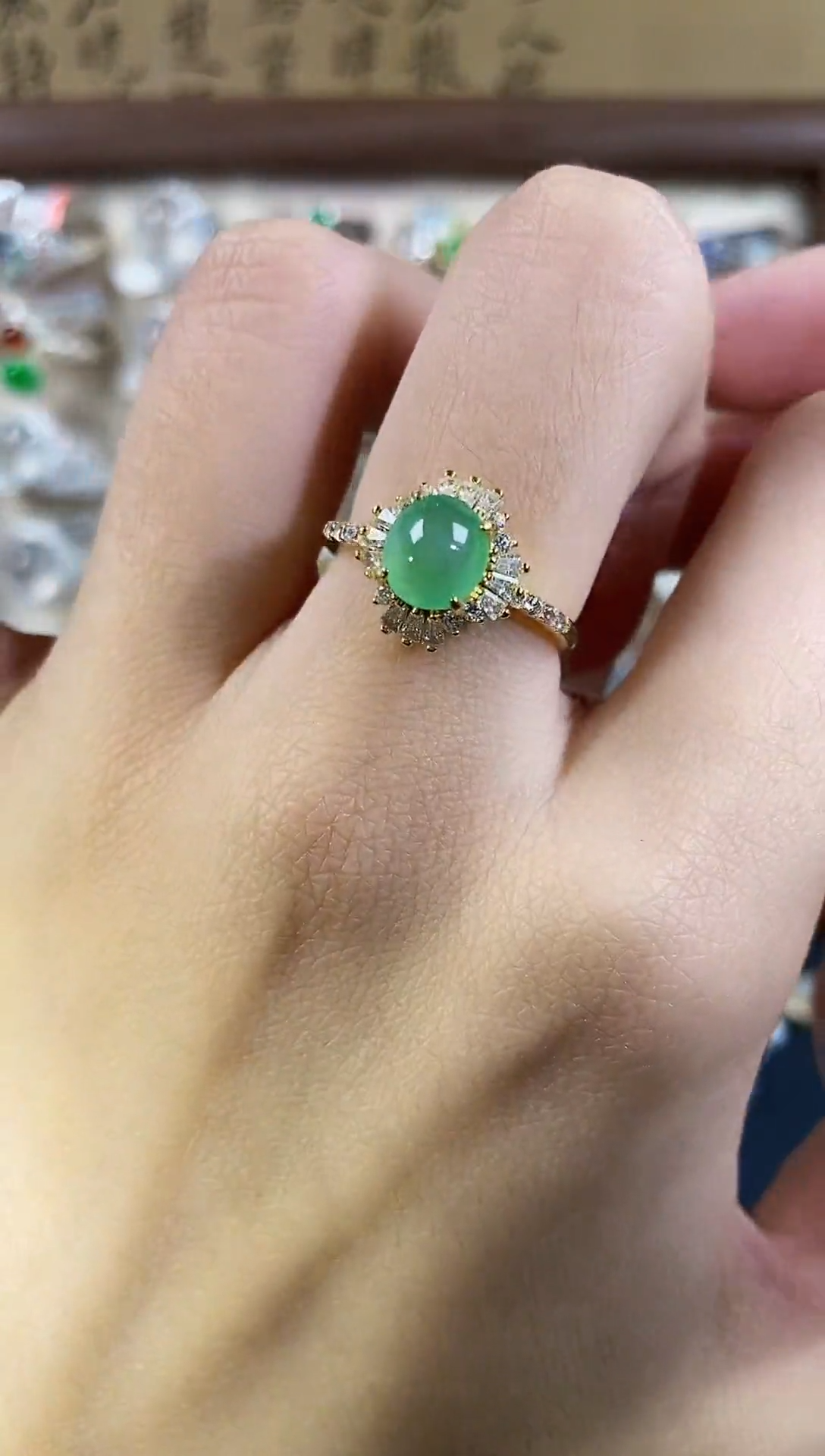 银S925镶嵌戒指翡翠天然A货翡翠125