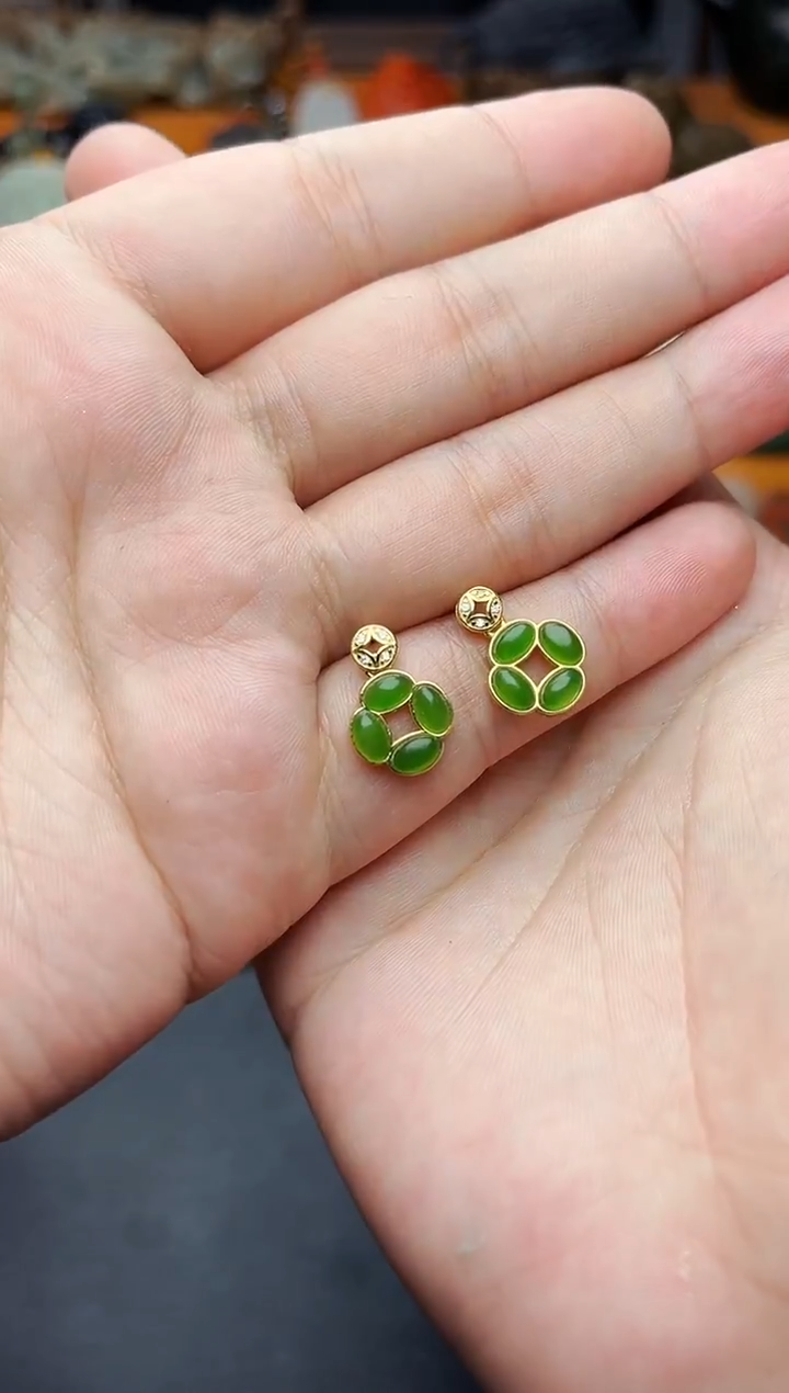 【闪购商品】和田玉耳饰银S925镶嵌耳钉01