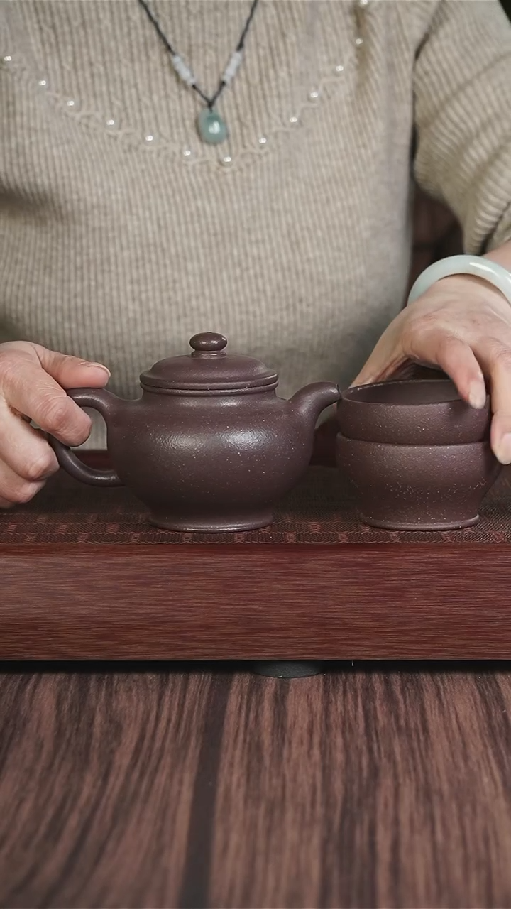 【闪购商品】紫砂茶壶天青粗砂掇只套组