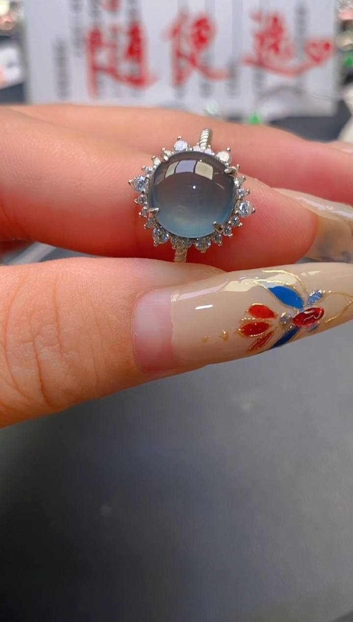 【闪购商品】翡翠耳饰银S925镶嵌天然A货翡翠1