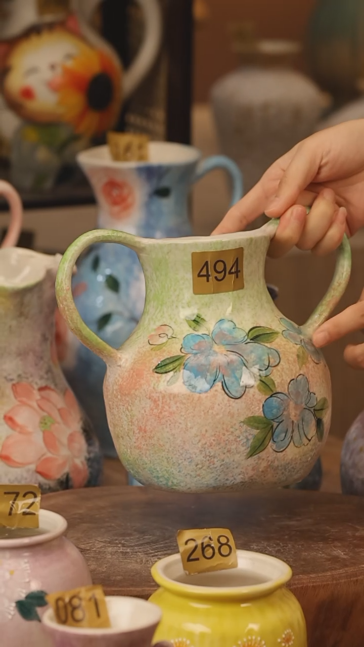 陶瓷494景德镇设计师手作花器摆件侘寂风