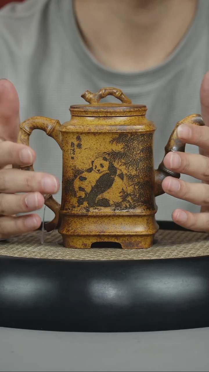 茶壶紫砂龙骨金砂 四方竹节 