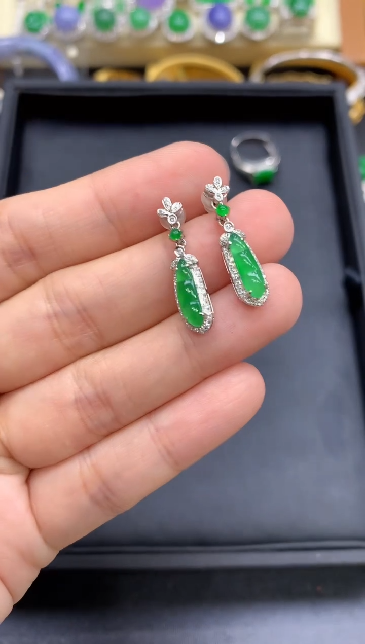 18K金镶嵌翡翠耳饰465-中国好珍宝