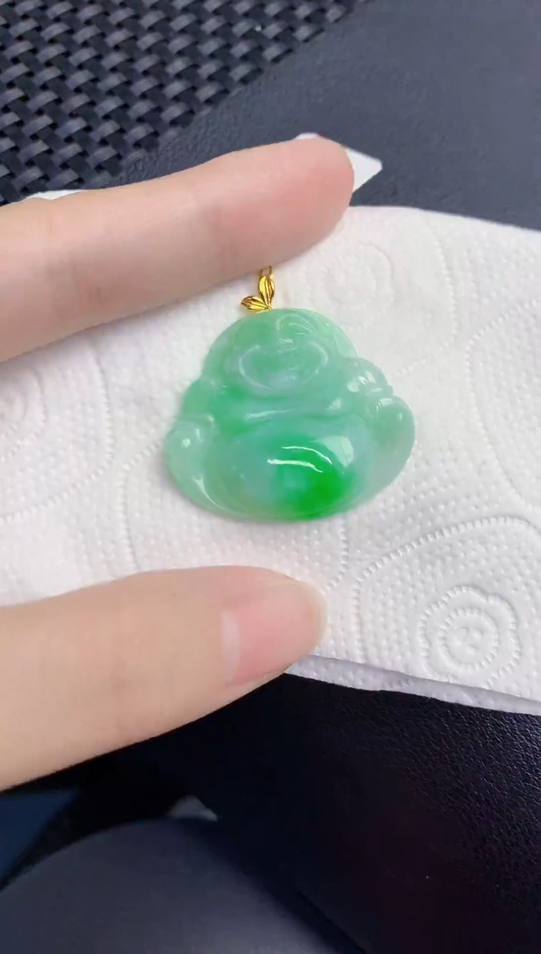 颈饰18K金镶嵌翡翠天然翡翠缅甸A货