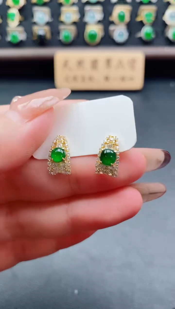 银S925镶嵌戒指翡翠1