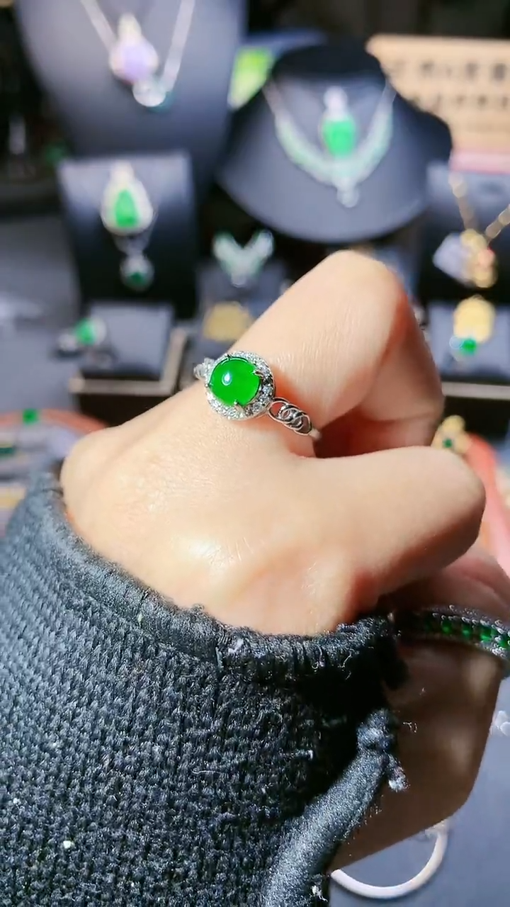 【闪购商品】翡翠戒指银S925镶嵌戒指