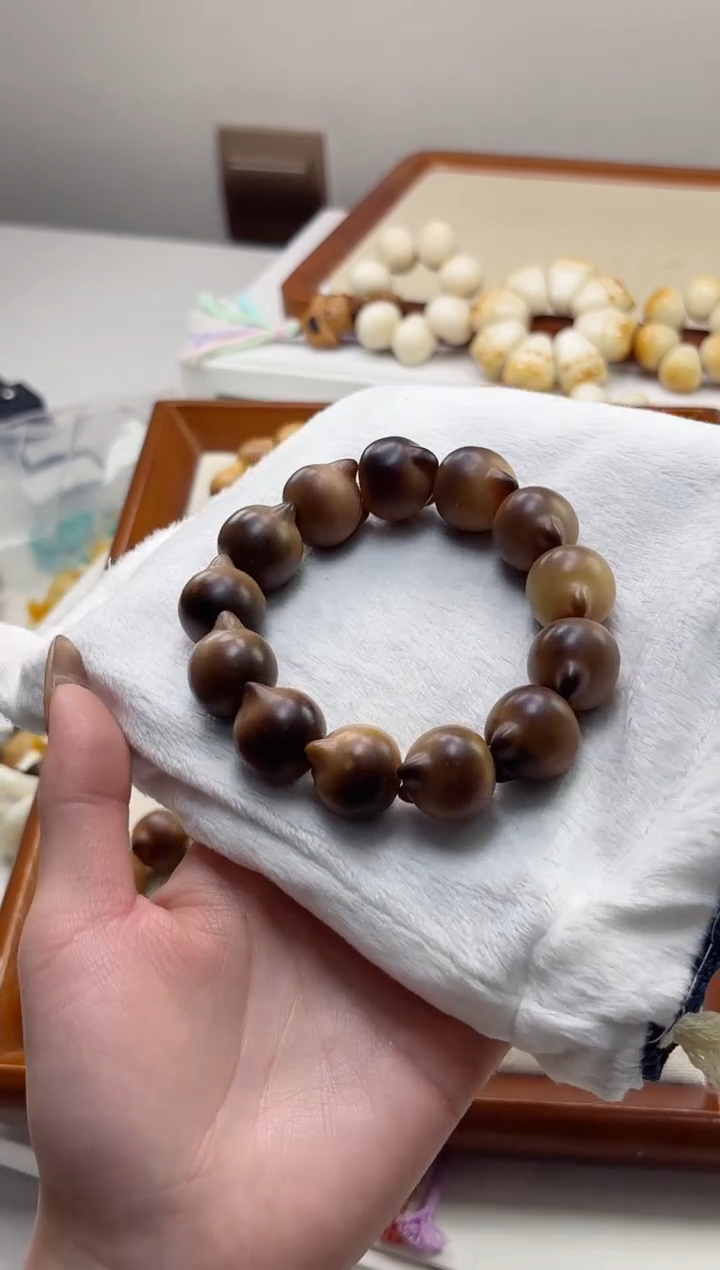 手串菩提根/象牙果半*沐m78干磨猫猫头20mm手串瑕疵不补