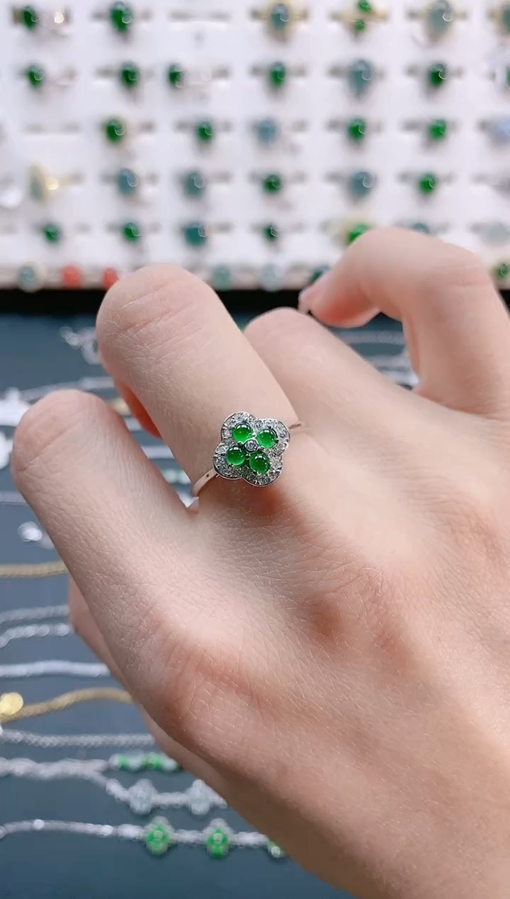 【闪购商品】翡翠戒指银S925镶嵌天然翡翠