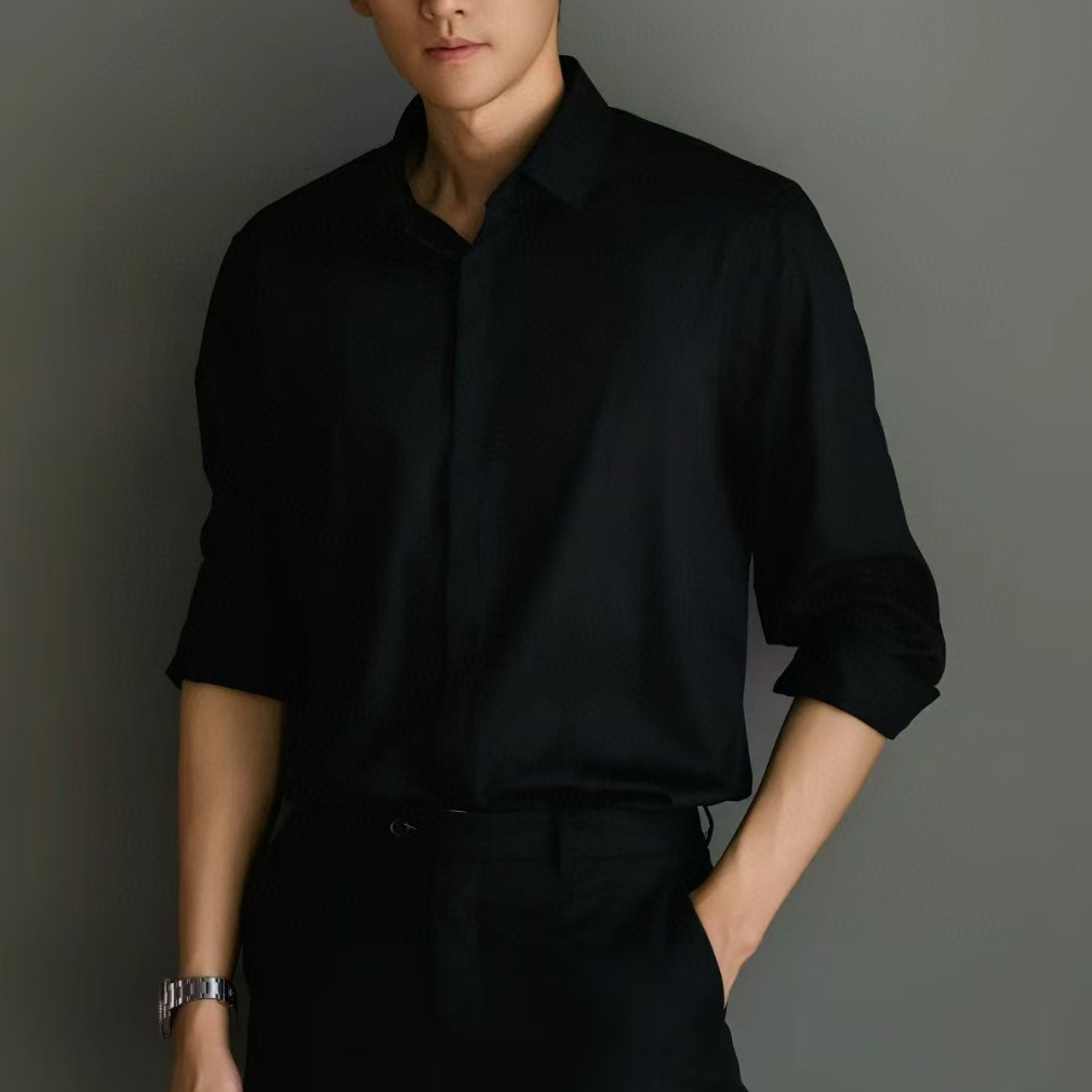 未使用 Givenchy/纪梵希 男士黑色腰间logo长袖衬衫153050