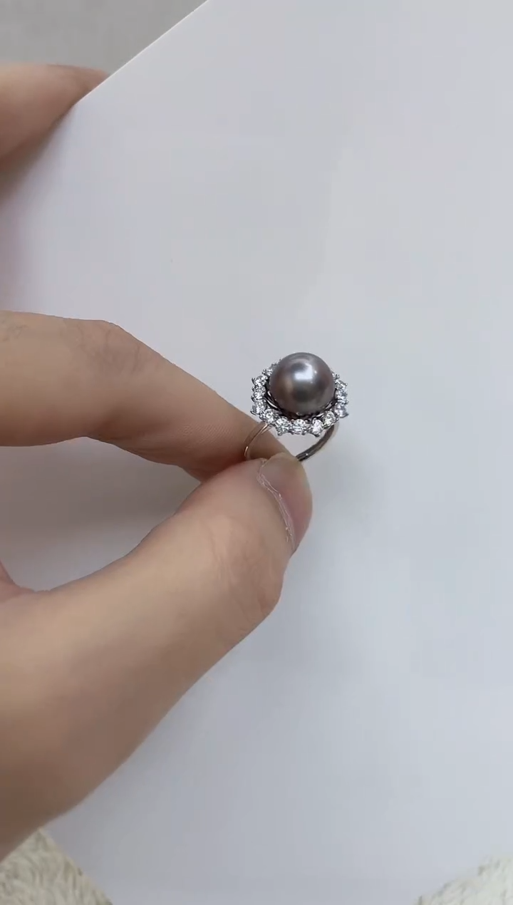银S925镶嵌海水珍珠戒指  