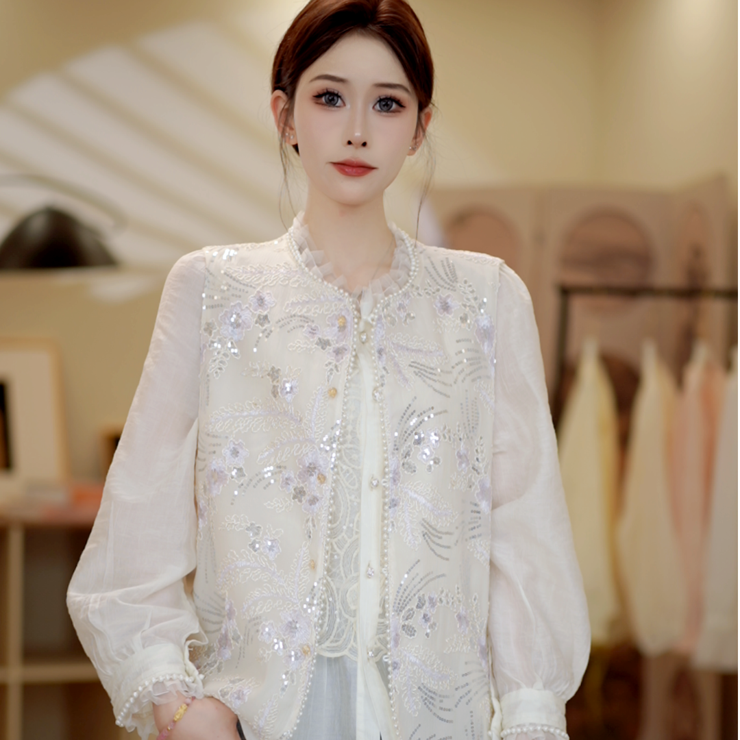 【月月专属】绣花衬衫复古中国风马甲法式时尚女装优雅新中式