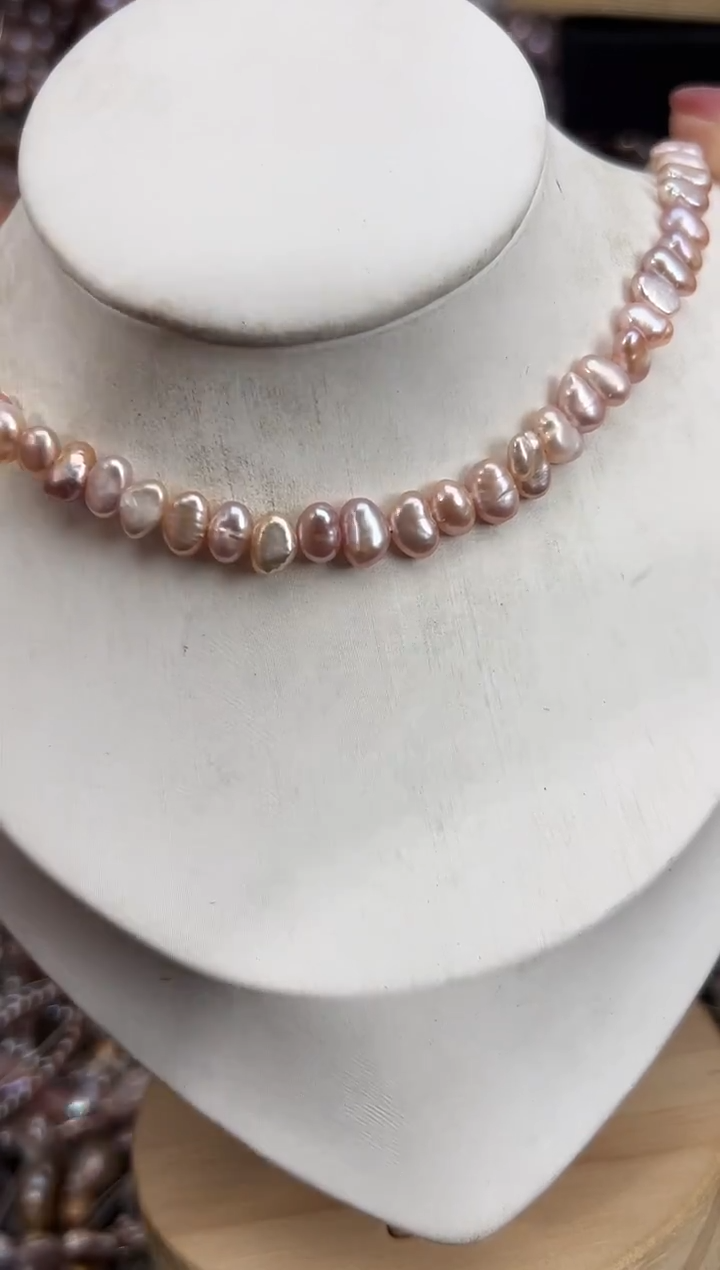 未镶嵌福利淡水珍珠珍珠项链*野生无核