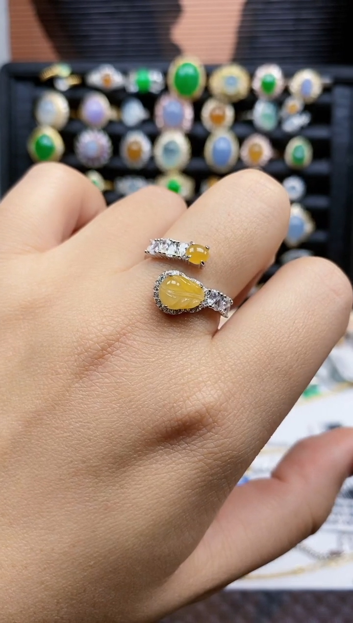 银S925镶嵌戒指翡翠370