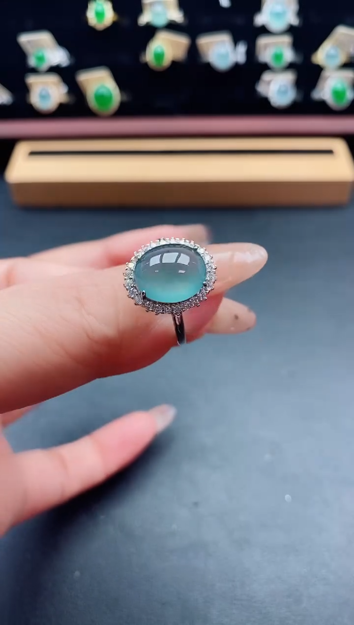 银S925镶嵌戒指翡翠1
