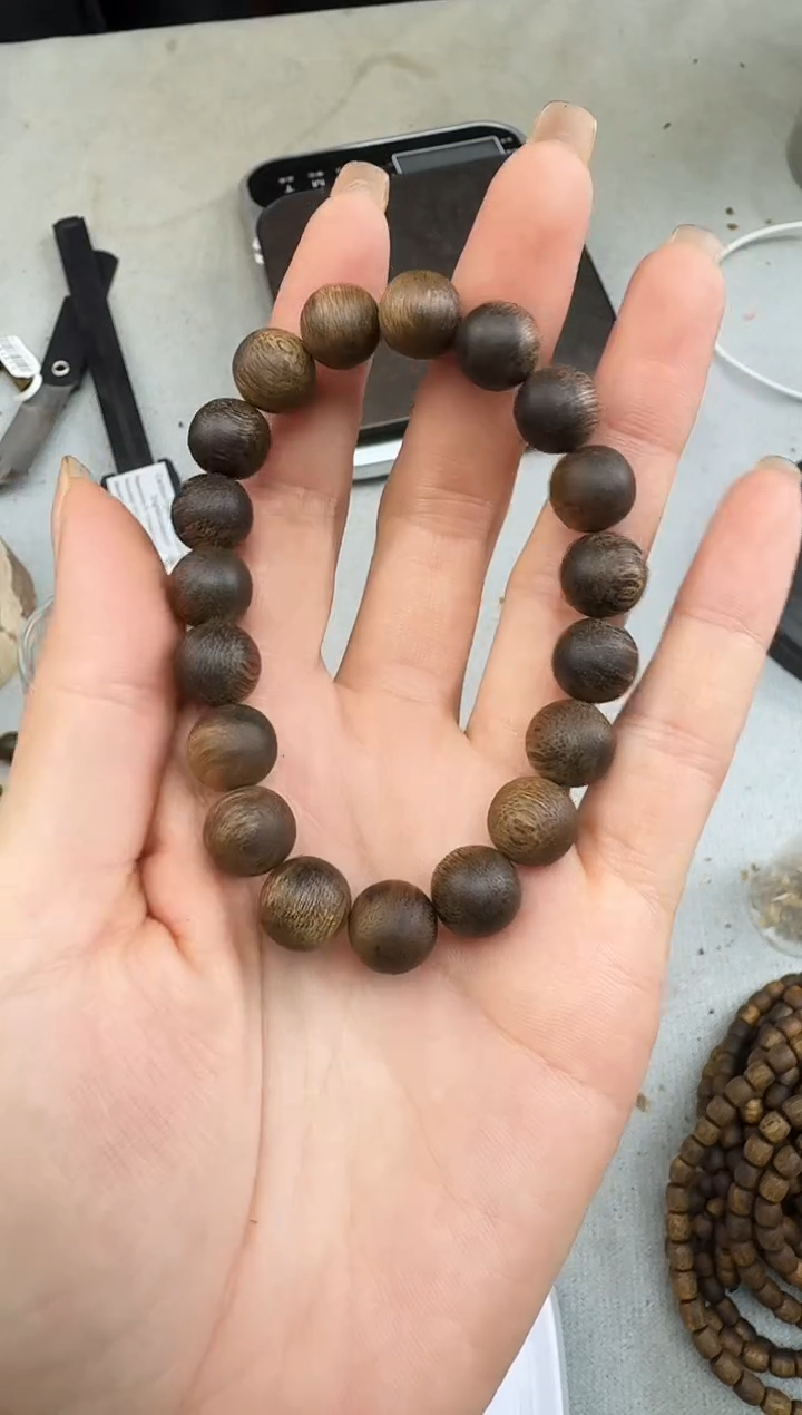 沉香手串1111沉香老料圆珠单圈多样性发一