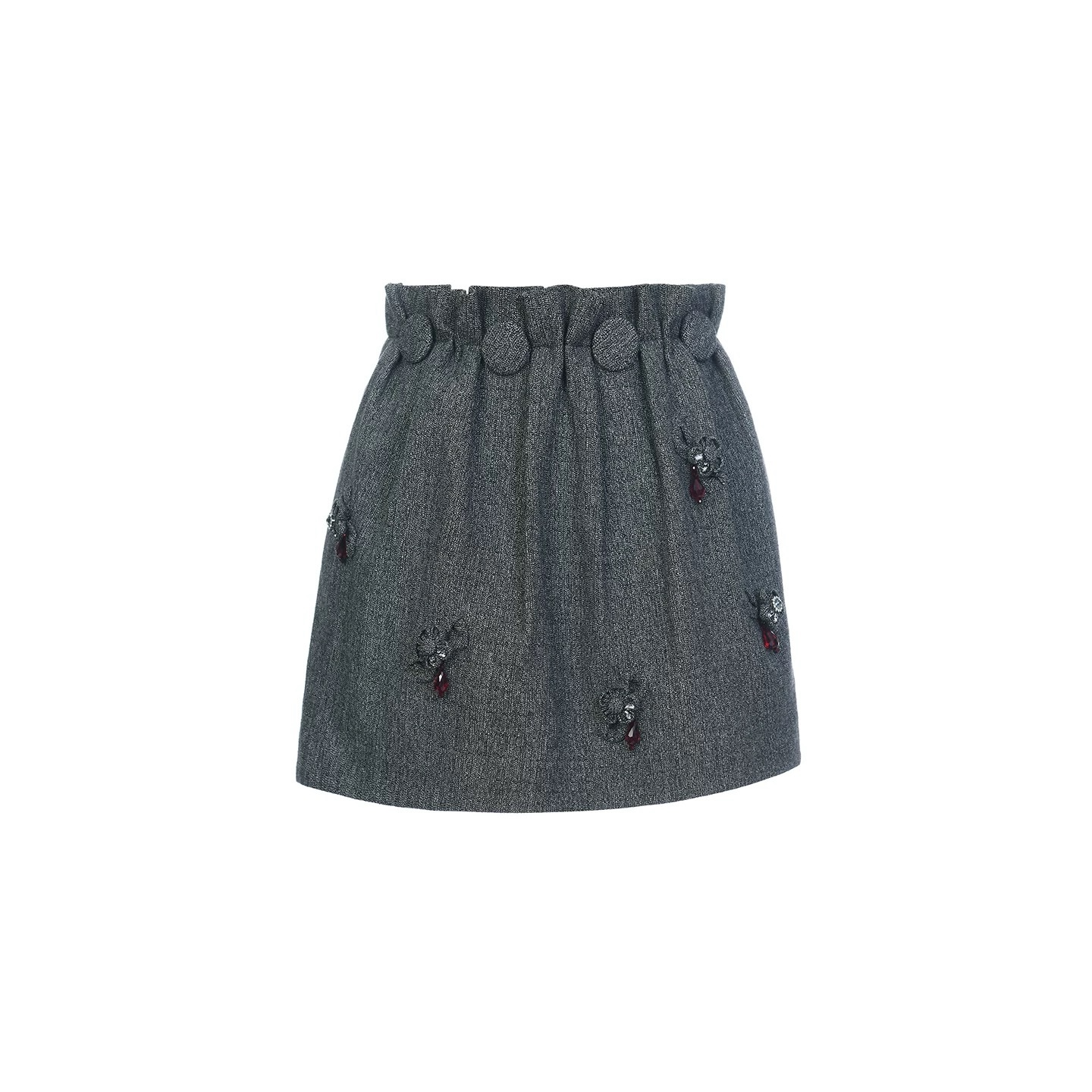 LeFame/拉飞姆2026春季新款蝴蝶结花朵珠饰阔型半裙LF26C31SS001