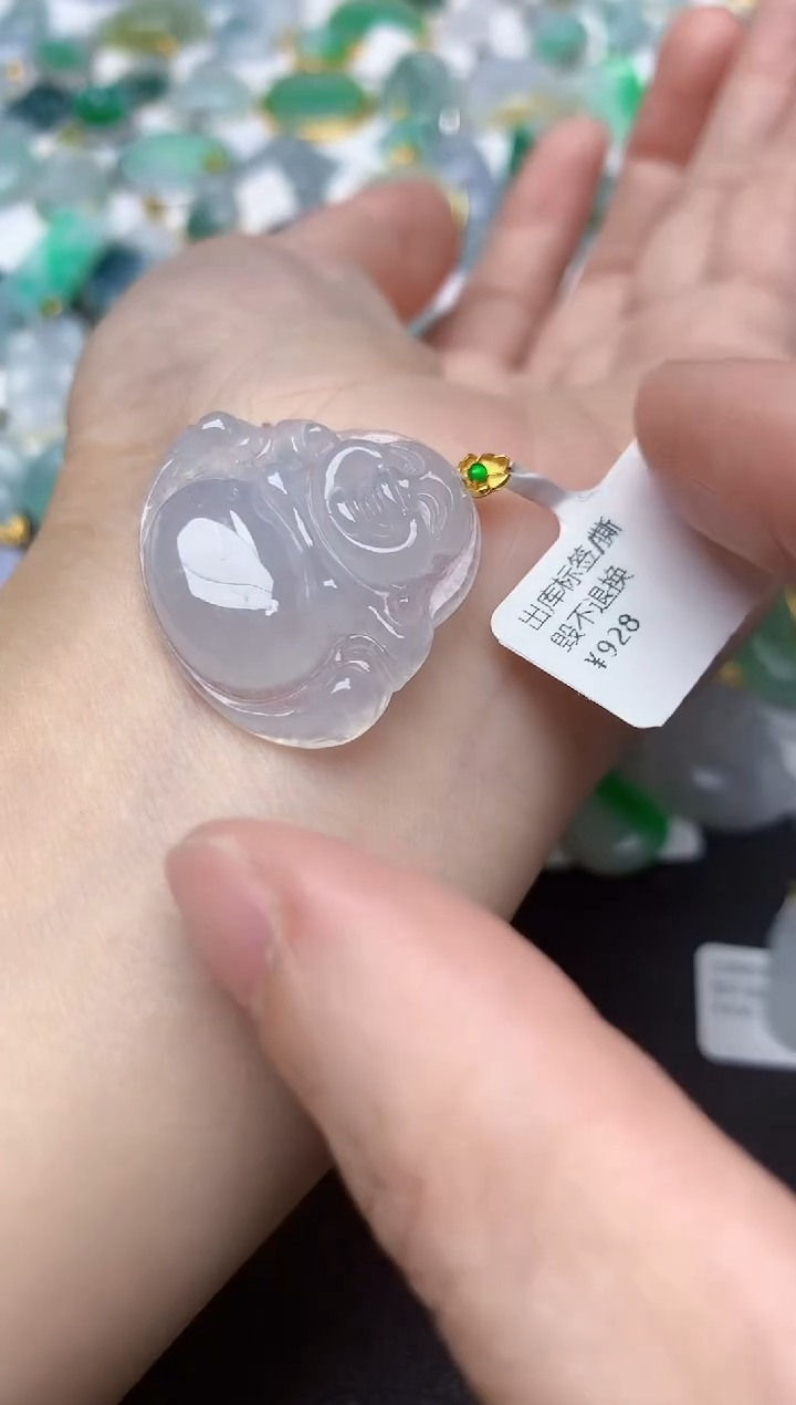 颈饰18K金镶嵌翡翠天然缅甸A货翡翠