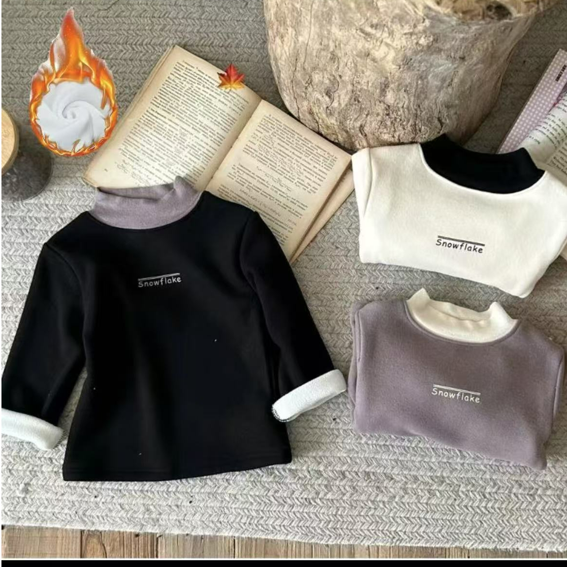 休闲春秋冬保暖冬季2024保暖上装宝宝加绒圆领打底衫韩版