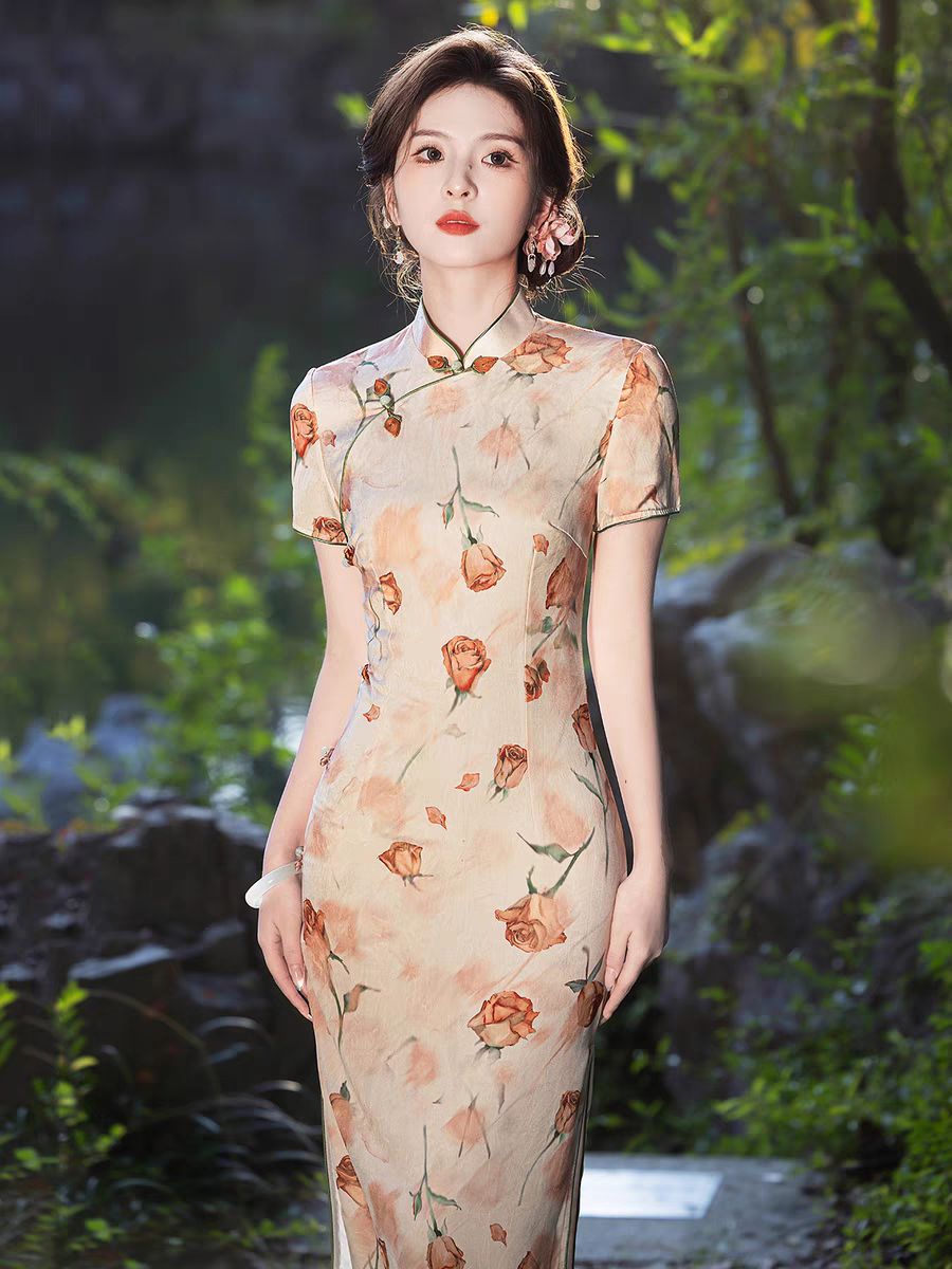 【花眠】中长款无袖旗袍新中式国风送考气质收腰旗袍