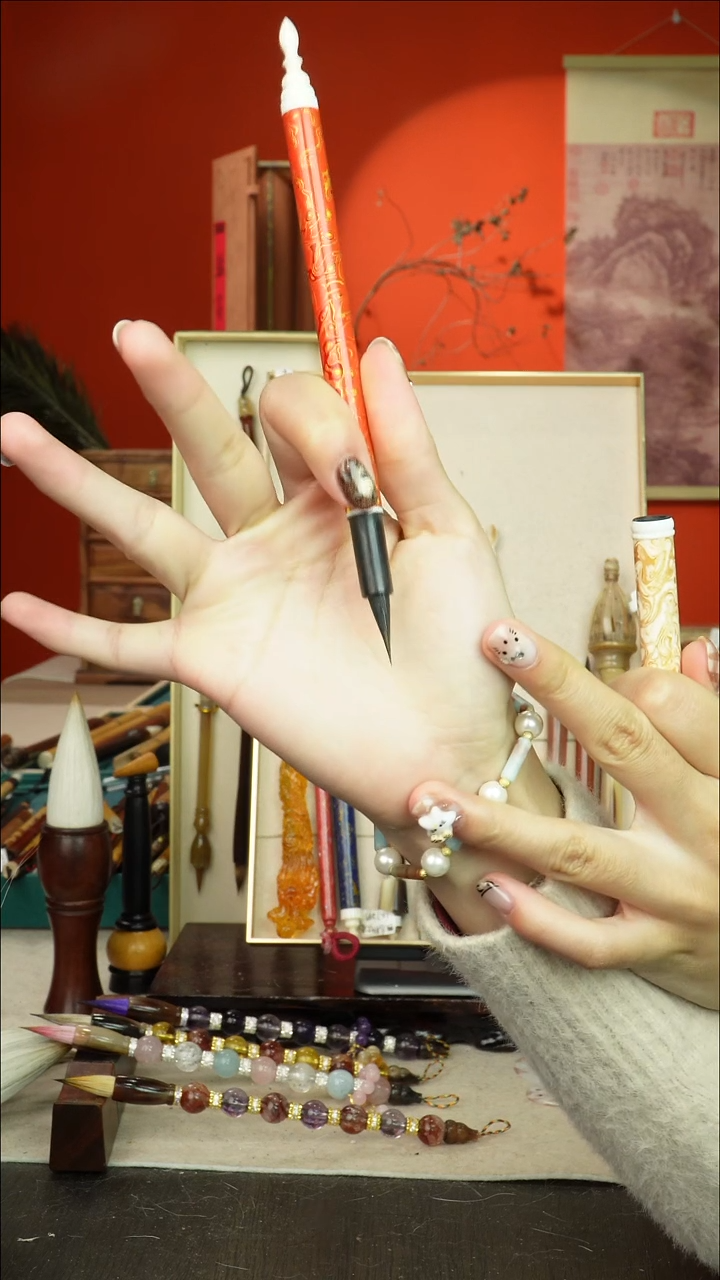 132号闪孤品高货毛笔链接 清水试笔 蘸墨不退