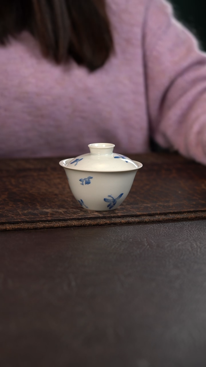 【闪购商品】杯聚澜堂兰花头卧足盖碗