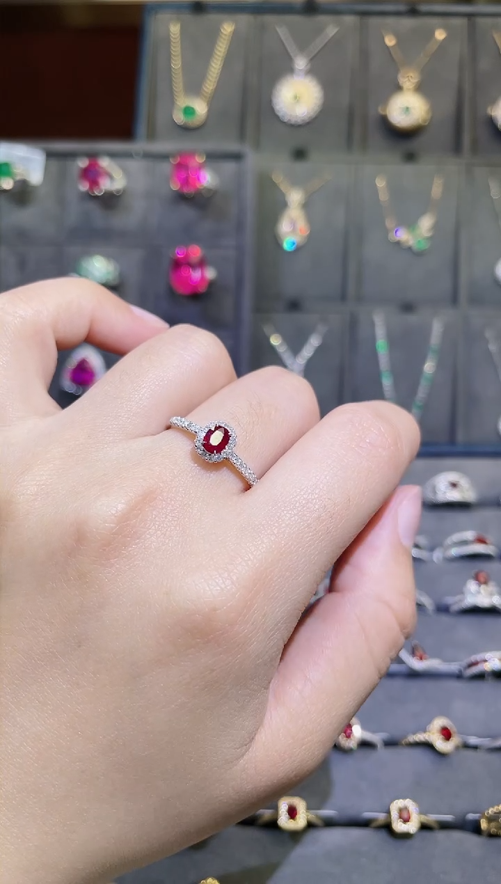 【闪购商品】红宝石戒指18K金镶嵌0.46ct/无烧鸽血红