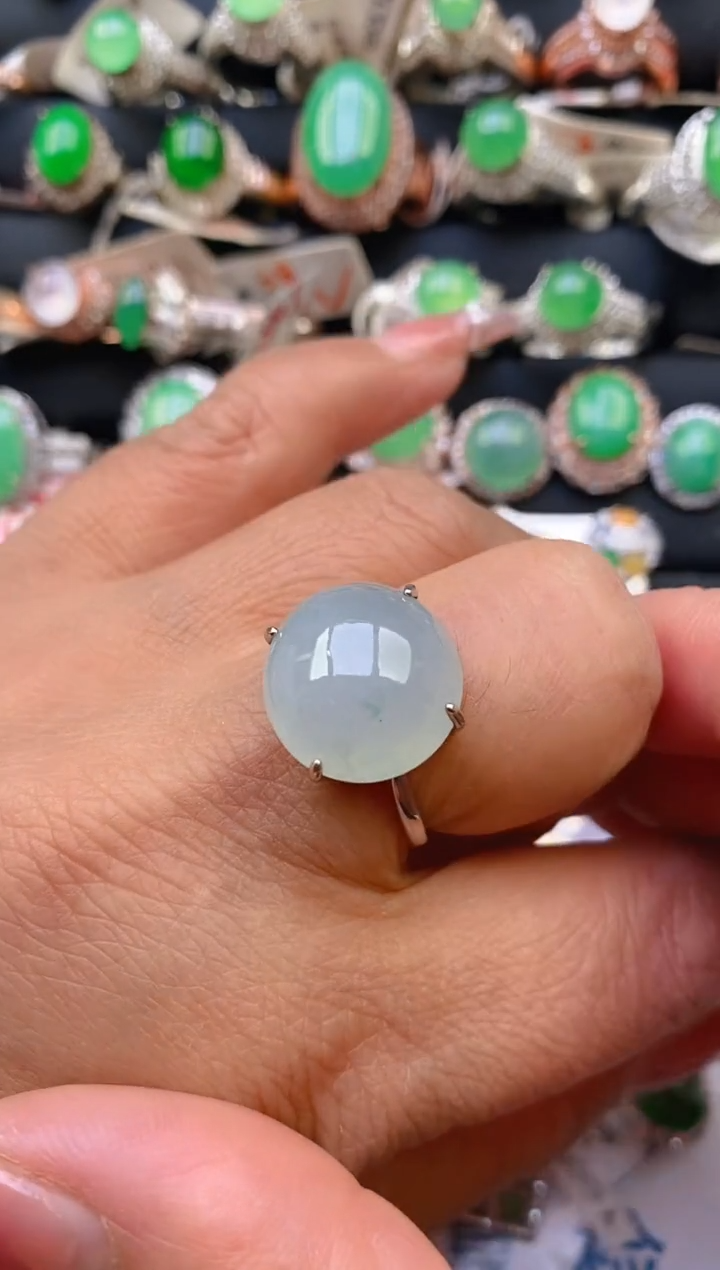 翡翠银S925镶嵌耳饰天然