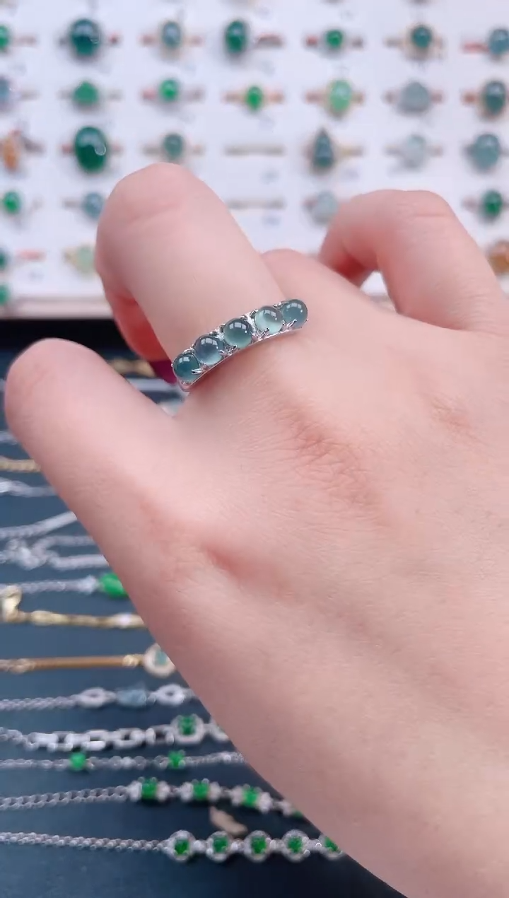 银S925镶嵌戒指翡翠天然翡翠