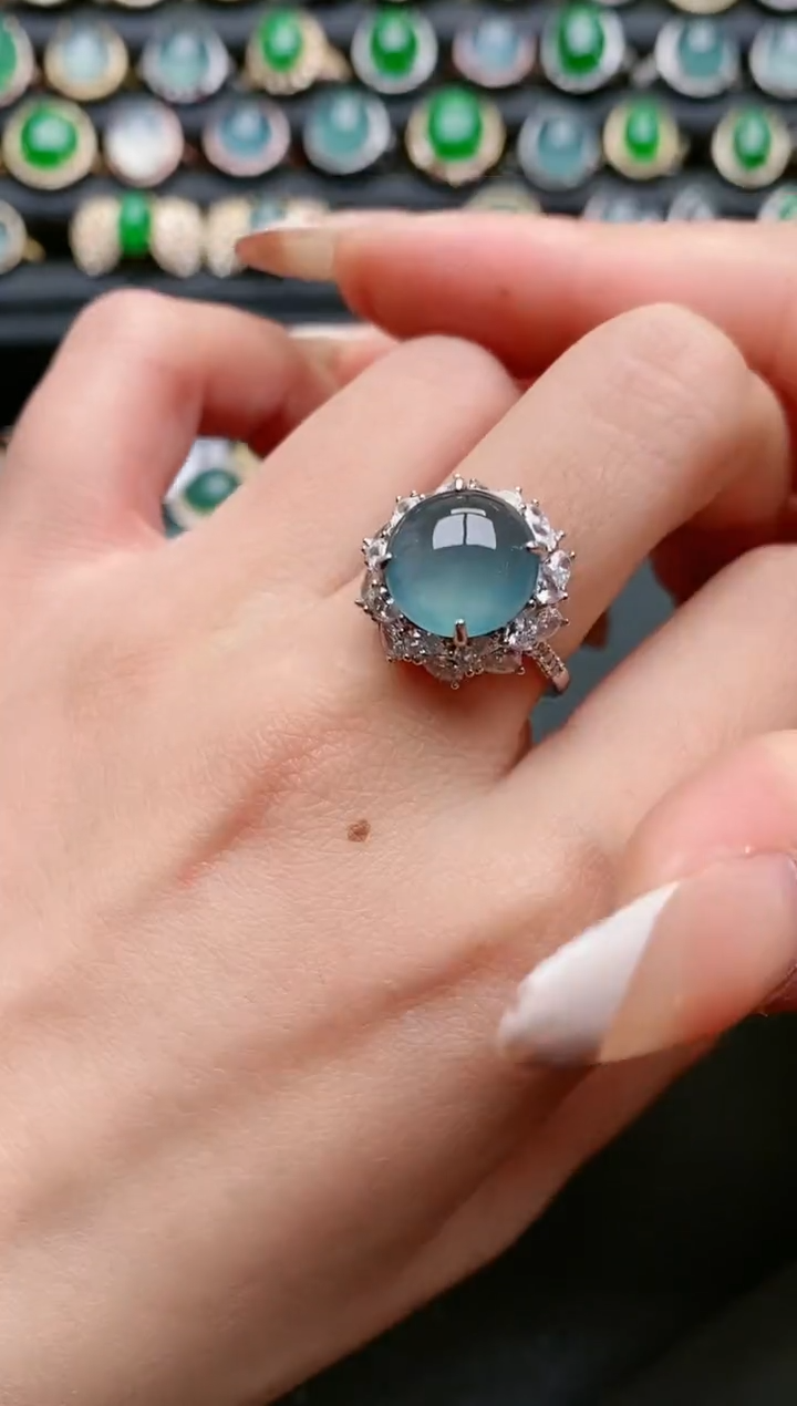 【闪购商品】翡翠戒指银S925镶嵌111111